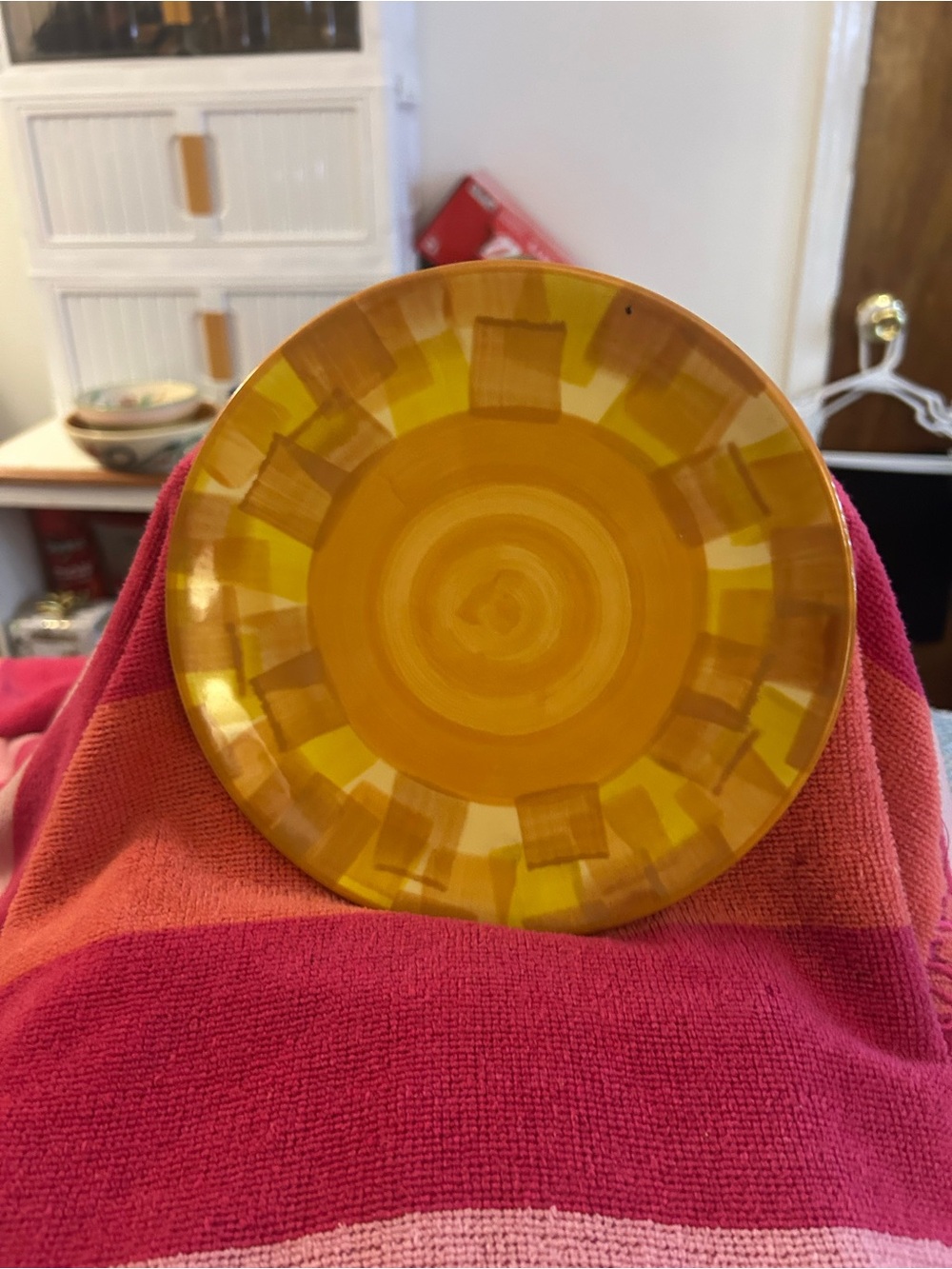 Gail Pittman kaleidoscope yellow salad plate